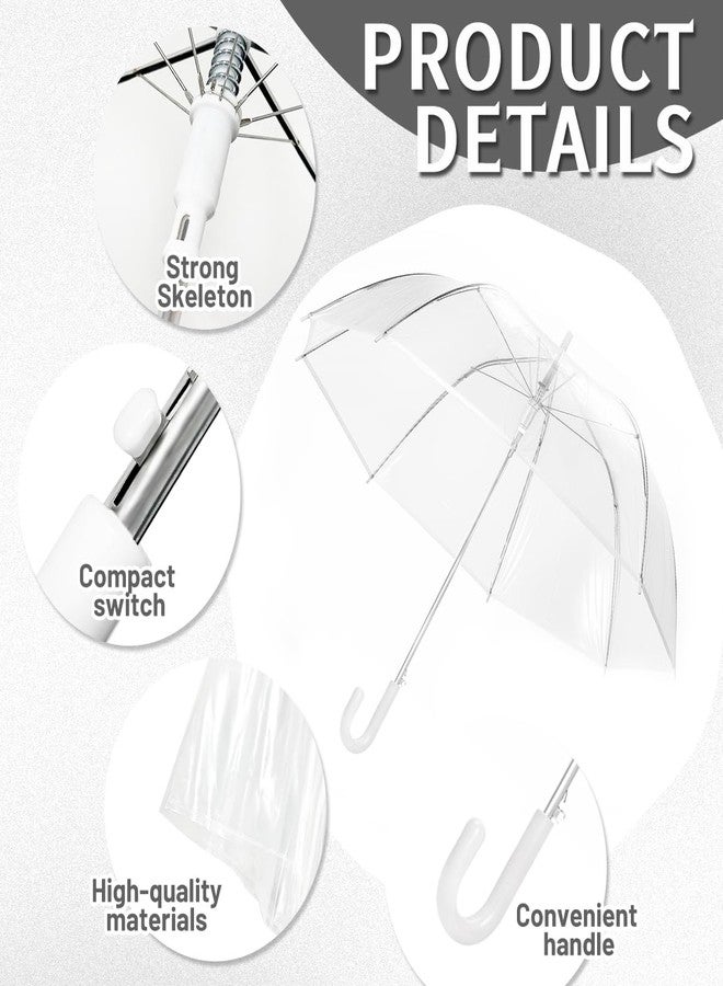 Quaocens 8 Pcs Clear Umbrella Wedding,Windproof Clear Umbrellas for Rain,Large Clears Umbrella for Two People,Transparent Umbrellas Bulk with J Shaped Handle for Wedding Supplies,Outdoor Activities - Image 3
